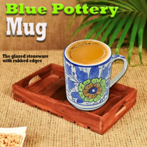 Blue Pottery Mug Size:(H-10 X D-8)cm