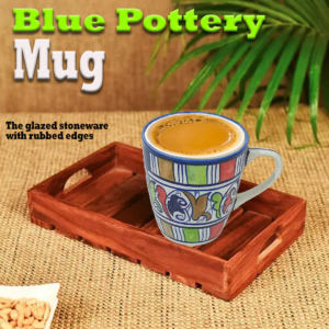 Blue Pottery Mug Size:(H-10 X D-9)cm