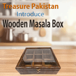 Handcrafted Wooden Masala Box with Glass Lid