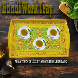 Bundi Work Tray/Pakistani Hand Painted Tray/Homedeccor (Size: L: 45cm, W: 30cm)