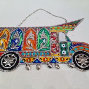 Metal Truck Wall Hanging – Hand-Painted Pakistani Truck Art – Bright Chamakpatti Décor for Household and Workplace