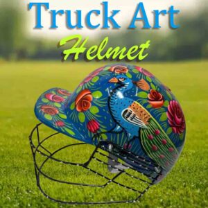Pakistani Truck Art Cricket Helmet – Hand-Painted Traditional Helmet for Home Decor & Gifts