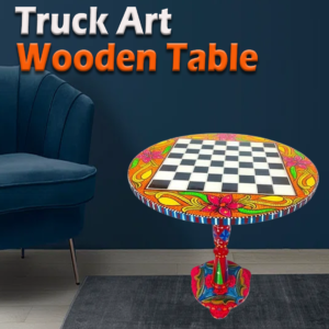 Truck Art Wooden Table (D-45.72 cm | H:53.34 cm)