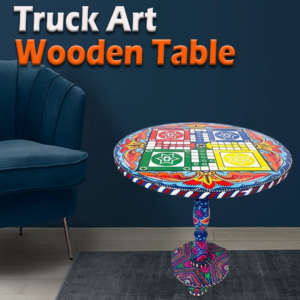 Truck Art Wooden Table (D-45.72 cm | H:53.34 cm)