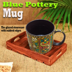 Blue Pottery Mug Size: (D-8cm, H-10.5cm)