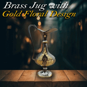 Handcrafted Brass Jug with Gold Floral Design | Elegant Home & Office Décor (20 cm)