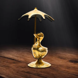 Brass Duck With Umbrella (Size:15 cm)