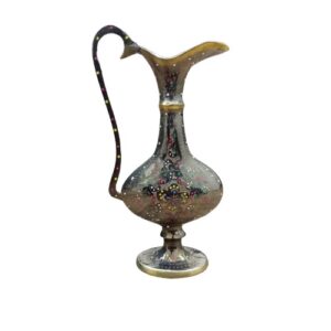 Handcrafted Brass Decorative Jug – 20 cm | Floral Design | Home Decor Accent