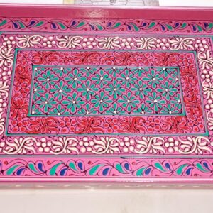 Bundi Work Tray/Pakistani Hand Painted Tray/Homedeccor (Size: L: 45cm, W: 30cm)