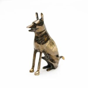 Handmade Brass Dog Figurine (15cm) – Unique Home Decor & Collectible Craft