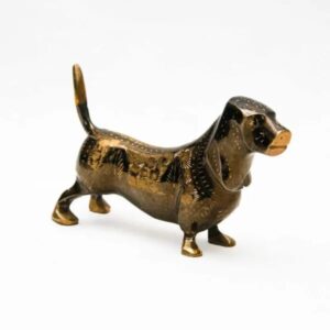 Handmade Brass Dog Figurine (15cm) – Unique Home Decor & Collectible Craft