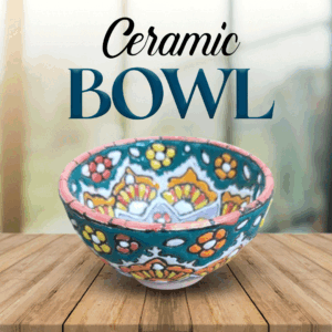 Handcrafted Blue Pottery Bowl with Vibrant Colors – Traditional Floral Design, Perfect for Décor, Serving, or Gift Giving