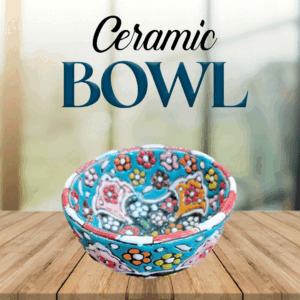 Handcrafted Blue Pottery Bowl with Vibrant Colors – Traditional Floral Design, Perfect for Décor, Serving, or Gift Giving