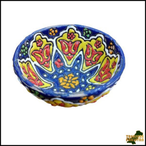 Handcrafted Blue Pottery Bowl with Vibrant Colors – Traditional Floral Design, Perfect for Décor, Serving, or Gift Giving