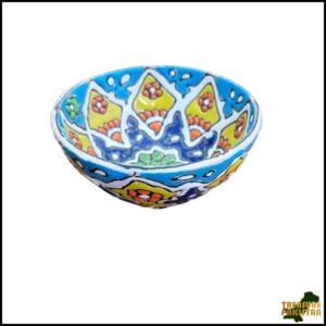 Handcrafted Blue Pottery Bowl with Vibrant Colors – Traditional Floral Design, Perfect for Décor, Serving, or Gift Giving