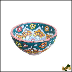 Handcrafted Blue Pottery Bowl with Vibrant Colors – Traditional Floral Design, Perfect for Décor, Serving, or Gift Giving