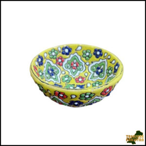 Handcrafted Blue Pottery Bowl with Vibrant Colors – Traditional Floral Design, Perfect for Décor, Serving, or Gift Giving