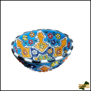 Handcrafted Blue Pottery Bowl with Vibrant Colors – Traditional Floral Design, Perfect for Décor, Serving, or Gift Giving