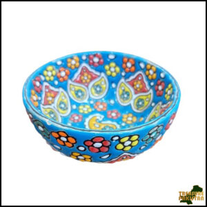 Handcrafted Blue Pottery Bowl with Vibrant Colors – Traditional Floral Design, Perfect for Décor, Serving, or Gift Giving