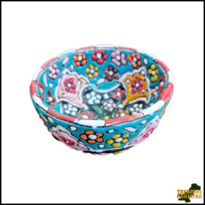 Handcrafted Blue Pottery Bowl with Vibrant Colors – Traditional Floral Design, Perfect for Décor, Serving, or Gift Giving