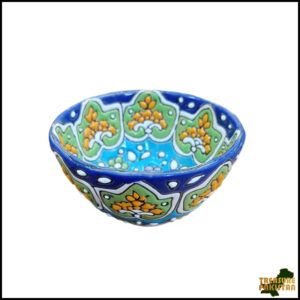 Handcrafted Blue Pottery Bowl with Vibrant Colors – Traditional Floral Design, Perfect for Décor, Serving, or Gift Giving