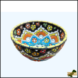 Handcrafted Blue Pottery Bowl with Vibrant Colors – Traditional Floral Design, Perfect for Décor, Serving, or Gift Giving