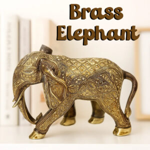 Elegant Handcrafted Brass Elephant Statue – Intricately Detailed Decor Piece (56-Cm)