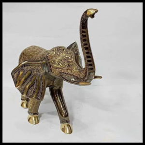 Elegant Handcrafted Brass Elephant Statue – Intricately Detailed Decor Piece (56-Cm)