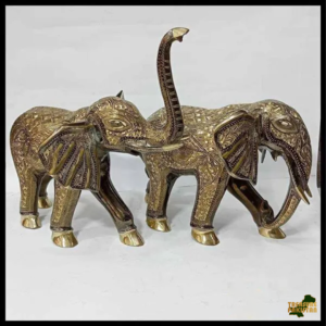 Elegant Handcrafted Brass Elephant Statue Set Of 2 – Intricately Detailed Decor Piece (56-Cm)