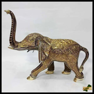 Elegant Handcrafted Brass Elephant Statue – Intricately Detailed Decor Piece (56-Cm)