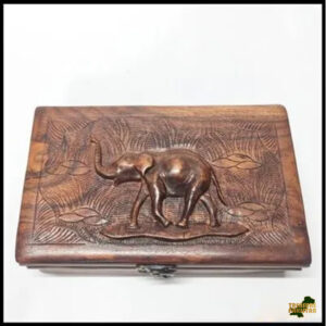 “Elegant Wooden Jewelry Box with Elephant Design – Timeless Craftsmanship” 20 x 13cm