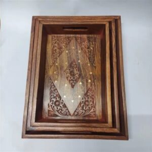 Wooden Tray 3pcs Set – Elegant, Multi-Purpose Serving Trays for Home & Kitchen