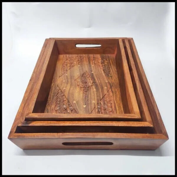 Wooden Tray 3pcs Set – Elegant, Multi-Purpose Serving Trays for Home & Kitchen - Image 4