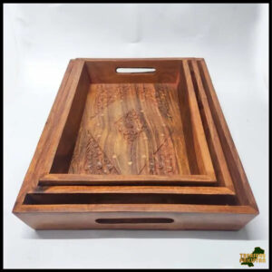 Wooden Tray 3pcs Set – Elegant, Multi-Purpose Serving Trays for Home & Kitchen