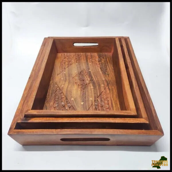 Wooden Tray 3pcs Set – Elegant, Multi-Purpose Serving Trays for Home & Kitchen