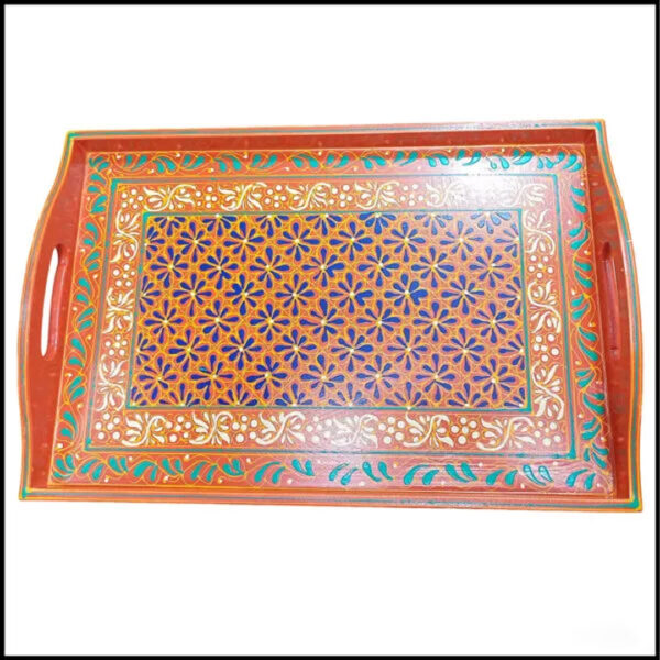 Bundi Work Tray/Pakistani Hand Painted Tray/Homedeccor (Size: L: 45cm, W: 30cm) - Image 2