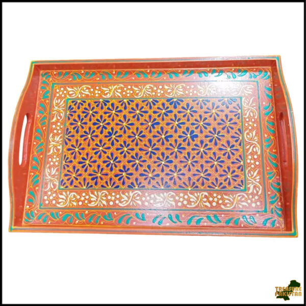 Bundi Work Tray/Pakistani Hand Painted Tray/Homedeccor (Size: L: 45cm, W: 30cm)