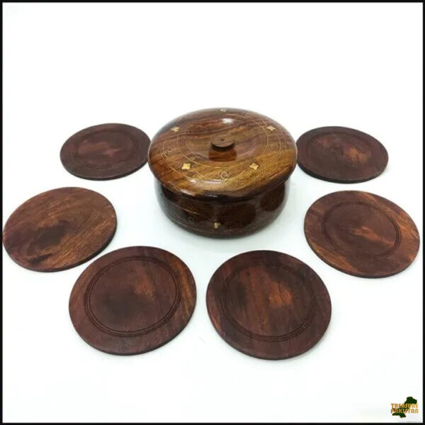 Wooden Tea Coasters 6pcs (13cm)