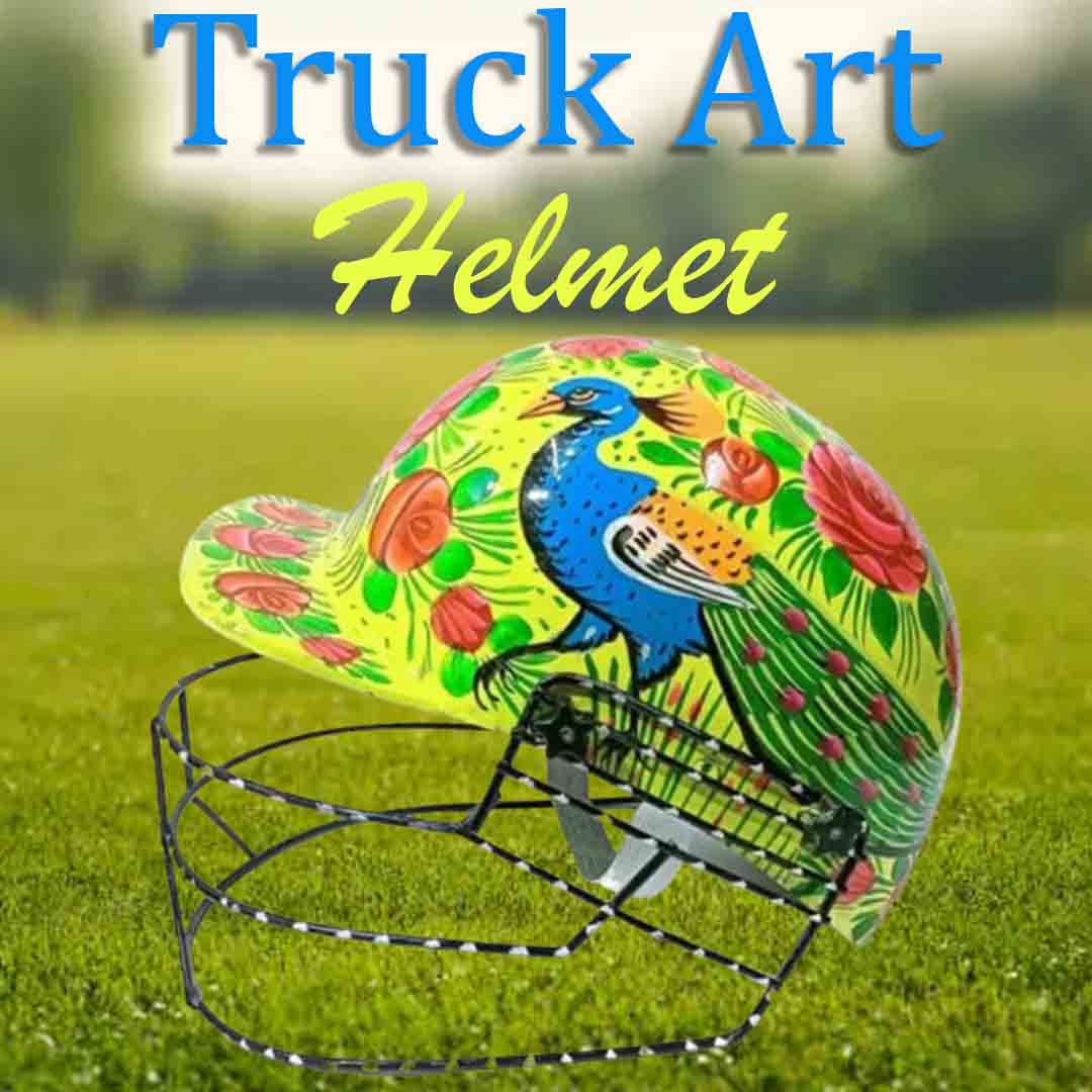 Pakistani Truck Art Cricket Helmet – Hand-Painted Traditional Helmet for Home Decor & Gifts
