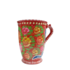 Red Mug with Truck Art Detailing – Blue Motif and Dotted Rim