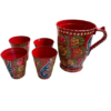 Colorful Truck Art drinkware set with floral and peacock designs