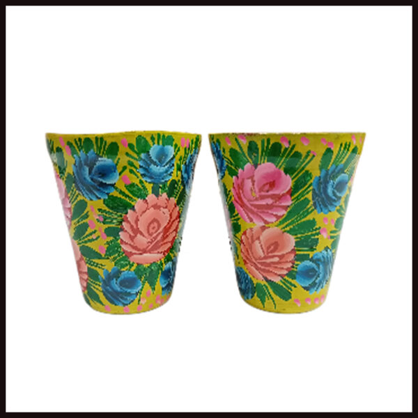 Truck Art Glass/Pakistani Hand painted Glass (2 Piece Set) (Size: H:11cmXD:9cm) - Image 2