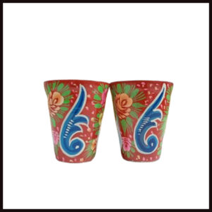 Truck Art Glass/Pakistani Hand painted Glass (2 Piece Set) (Size: H:11cmXD:9cm)