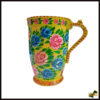 Front view of hand-painted truck art water jug – vibrant floral design