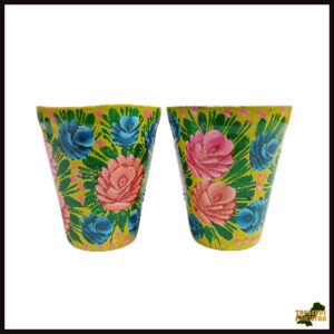 Truck Art Glass/Pakistani Hand painted Glass (2 Piece Set) (Size: H:11cmXD:9cm)