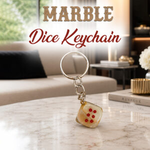 Handcrafted Onyx Marble Dice Keychain