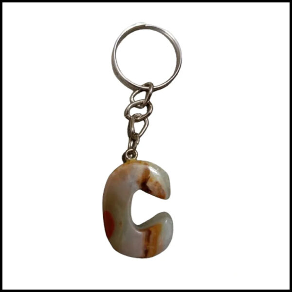 Handcrafted Onyx Marble Alphabetic Keychain - Image 2