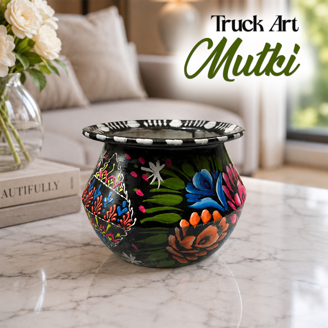 Truck Art Mutki – Hand-Painted Decorative Pot (11.5cm) | Traditional Pakistani Art for Home Décor & Gifts
