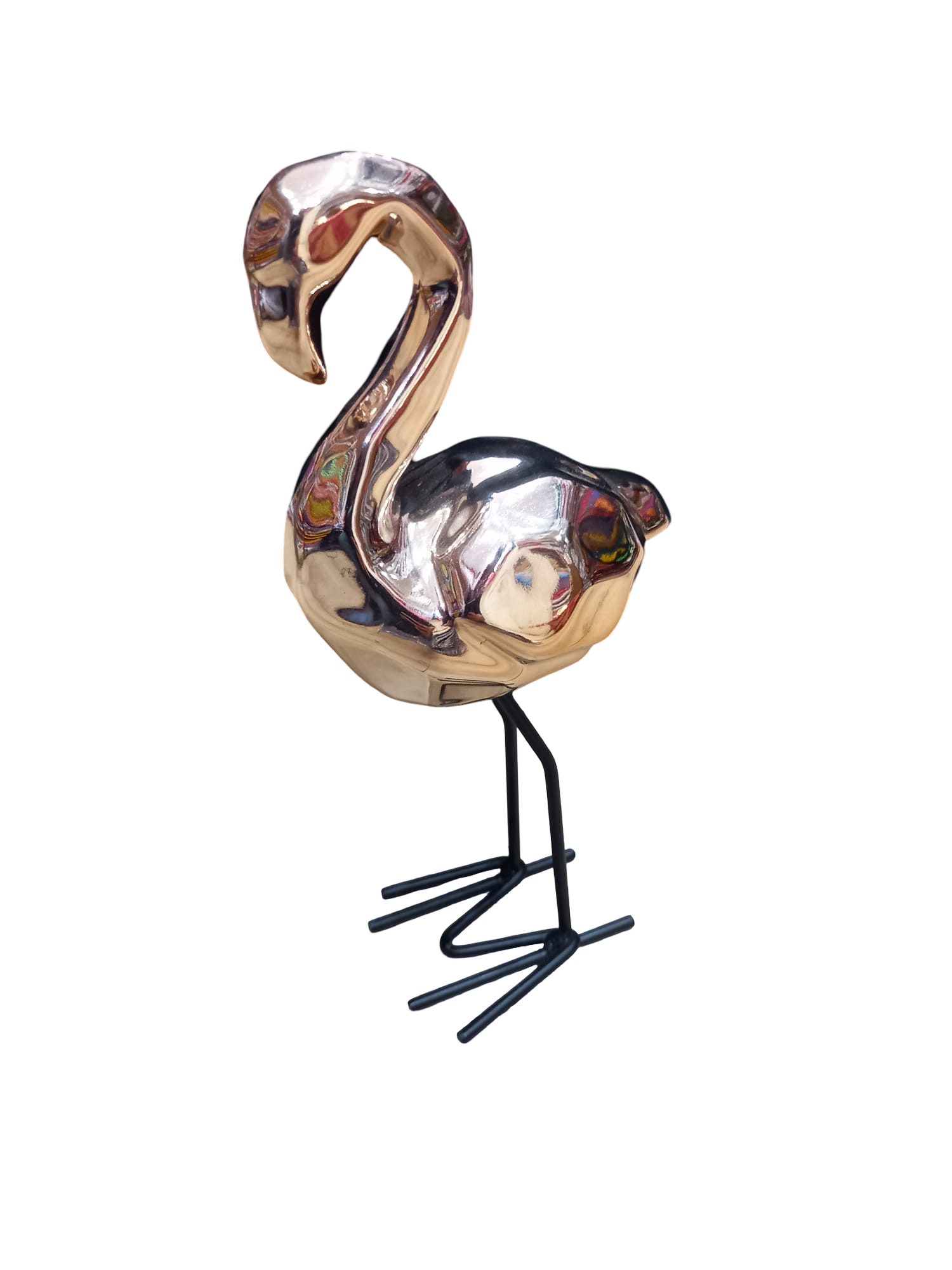Elegant Golden Flamingo Metal Sculpture – Modern Home Décor Accent - Image 3