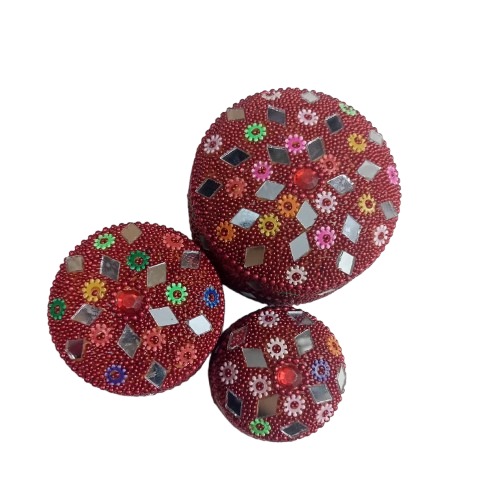 Handcrafted Decorative Bajri Box – Set of 3 - Image 3